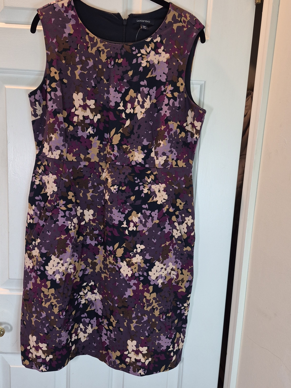 Lands' End Purple Floral Sheath Dress 12P